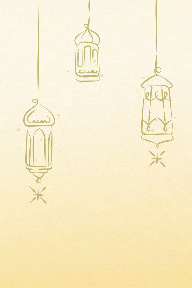 Ramadan background vector with hanging gold lanterns