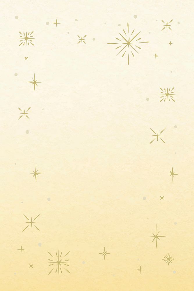 Gold light sparkle frame vector on textured yellow background