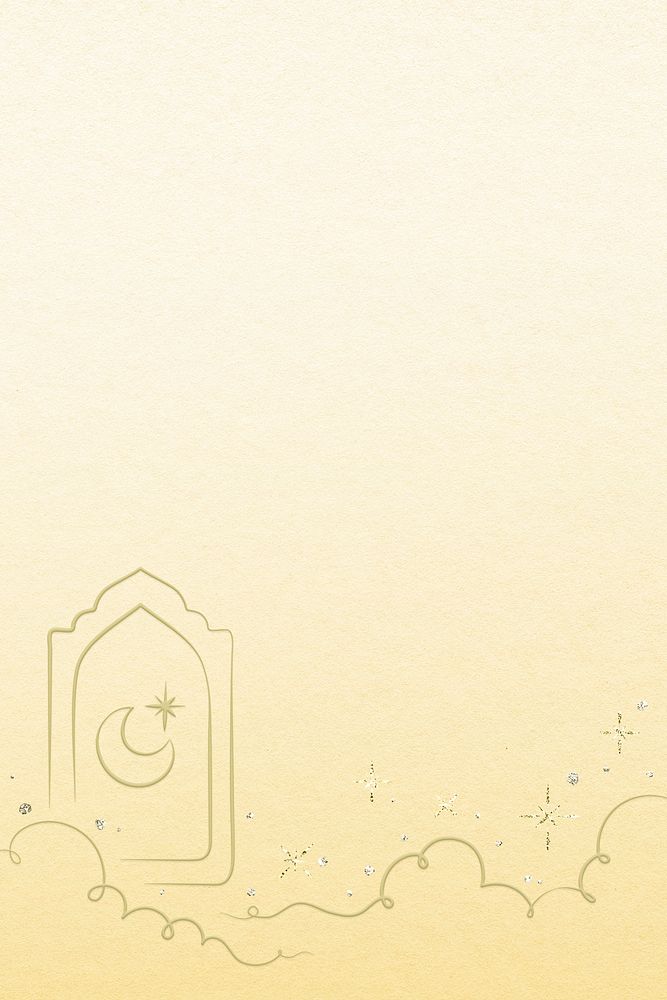 Ramadan yellow background with star and crescent moon