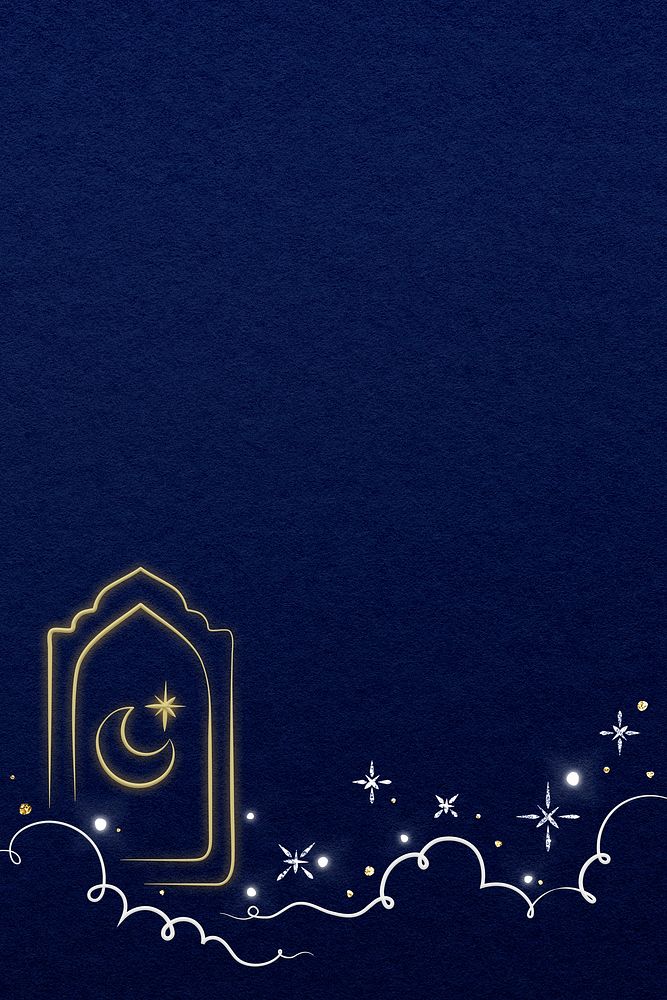 Ramadan blue background with star and crescent moon