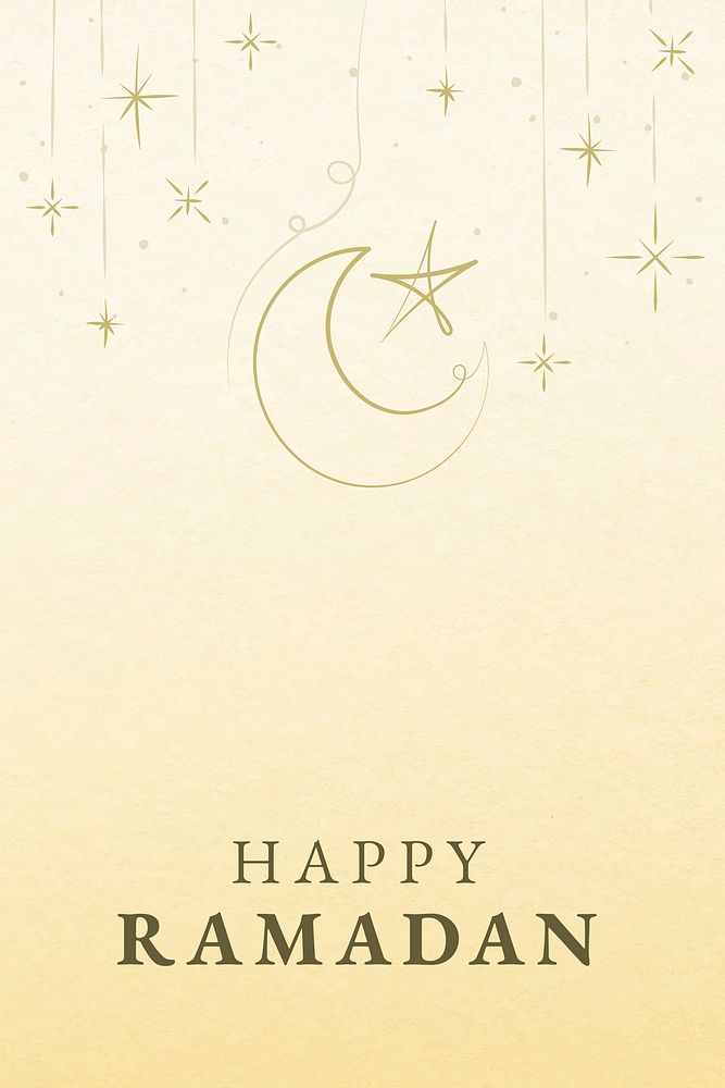 Happy ramadan social media post with star and crescent moon illustration