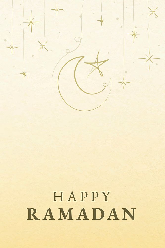 Editable ramadan template vector for social media post with star and crescent moon