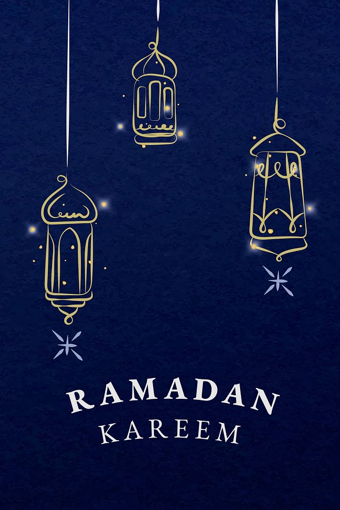 Editable ramadan template vector for social media post with lanterns