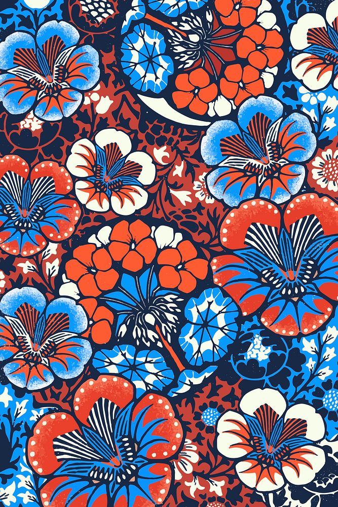 Vintage batik floral pattern vector