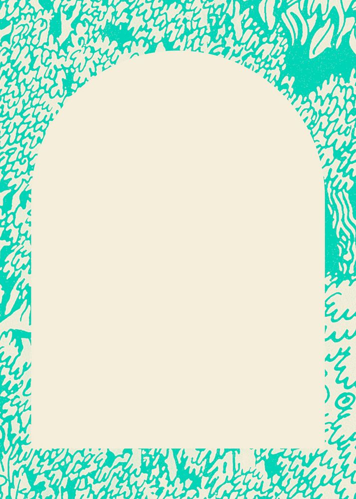 Green arch frame on beige background, remixed from artworks by Moriz Jung