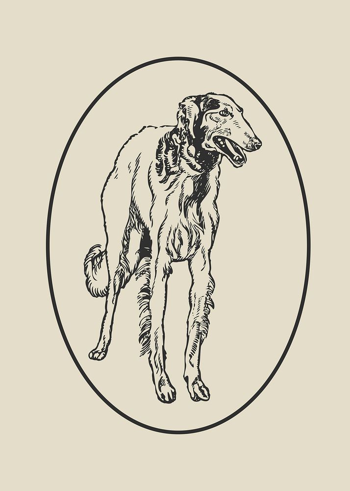 Greyhound dog vector sticker, remixed from artworks by Moriz Jung