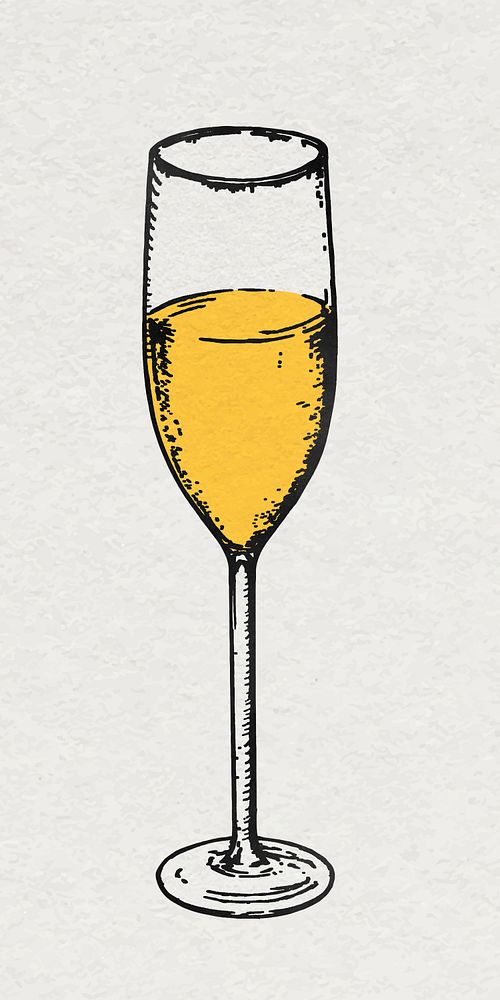 Party champagne glass sticker vector celebration drinks in vintage style