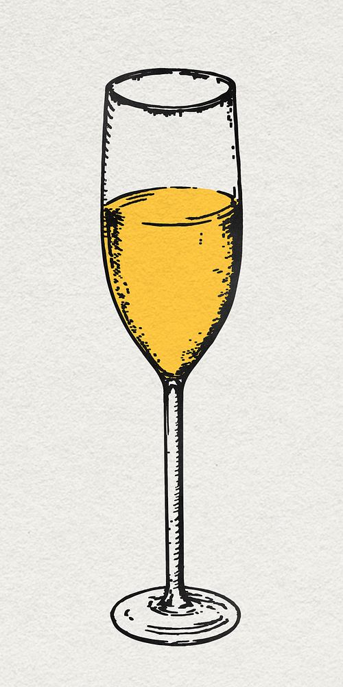 Party champagne glass sticker psd celebration drinks in vintage style