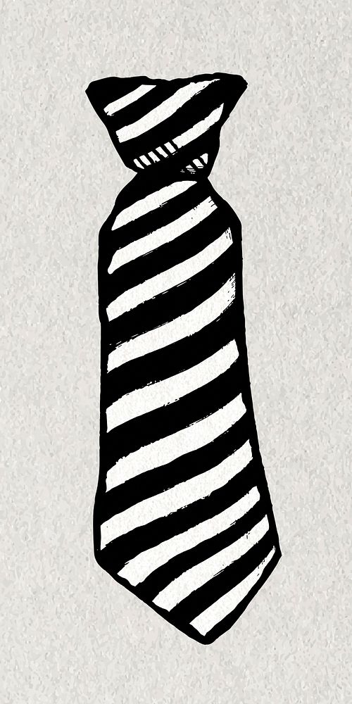Necktie vintage sticker vector in black and white