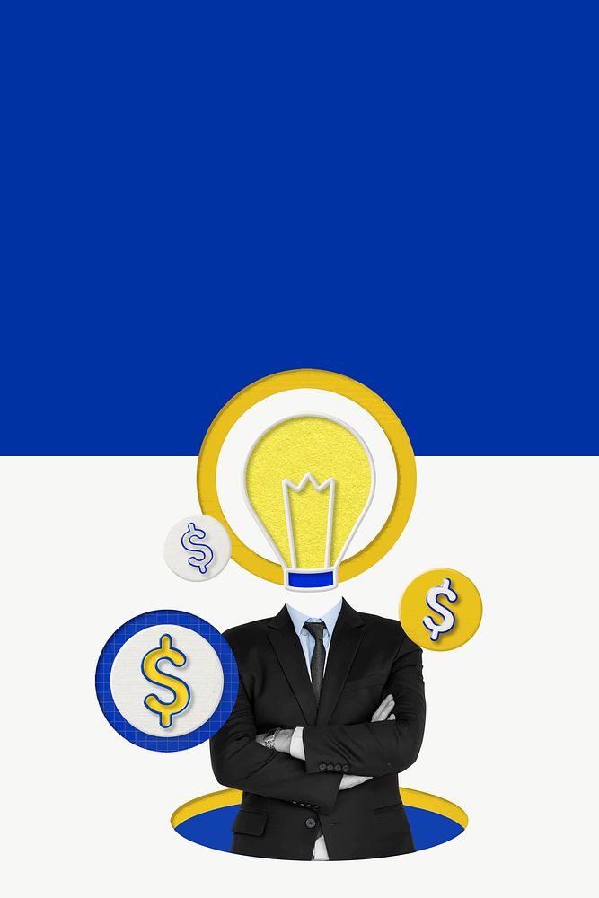 Creative businessman lightbulb background vector growth marketing theme remixed media