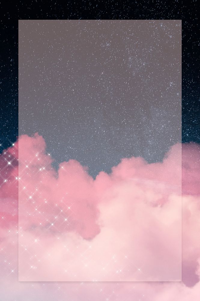 Galaxy frame with sparkling pink cloud