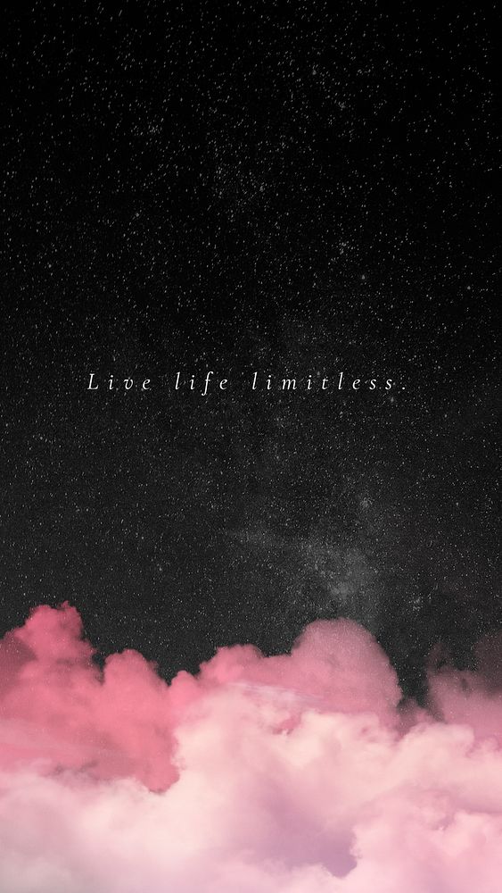 Inspiring quote on galaxy and pink cloud background