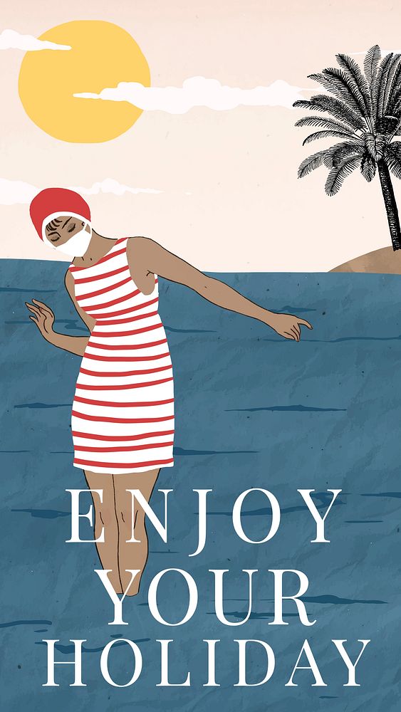 Woman enjoying holiday, remixed from artworks by George Barbier
