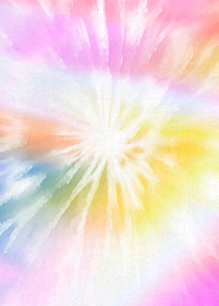 Rainbow tie dye background vector with pastel swirl watercolor paint