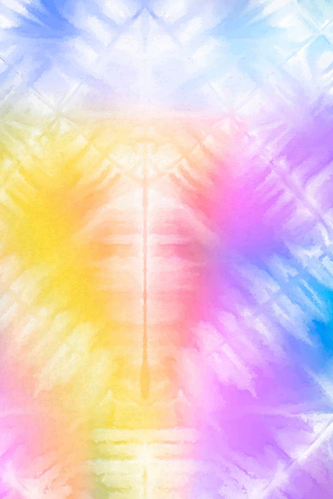 Tie dye background vector with rainbow watercolor paint