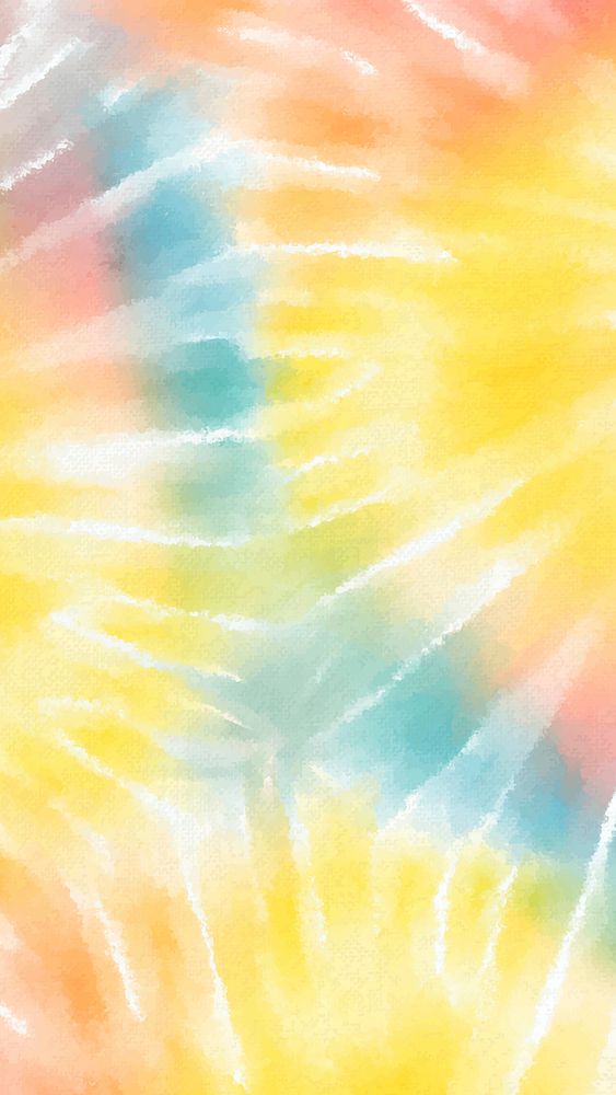 Tie dye mobile wallpaper vector with rainbow watercolor paint