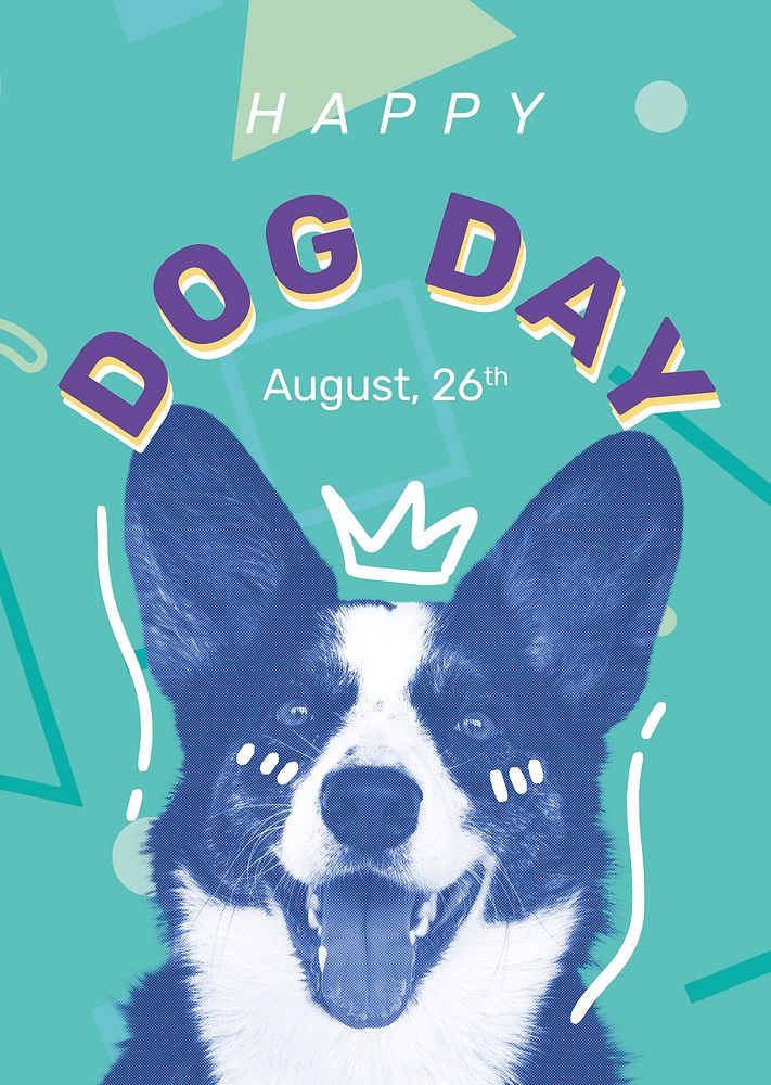 Dog day poster template vector editable pet event with Corgi