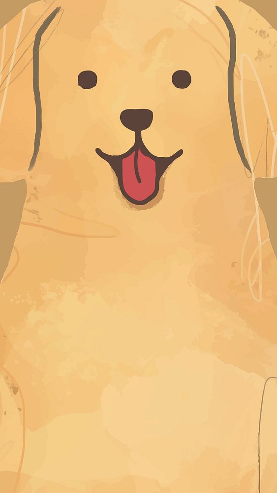 Cute Labrador dog background vector hand drawn mobile wallpaper