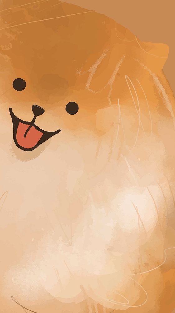Cute Pomeranian dog background vector hand drawn mobile wallpaper