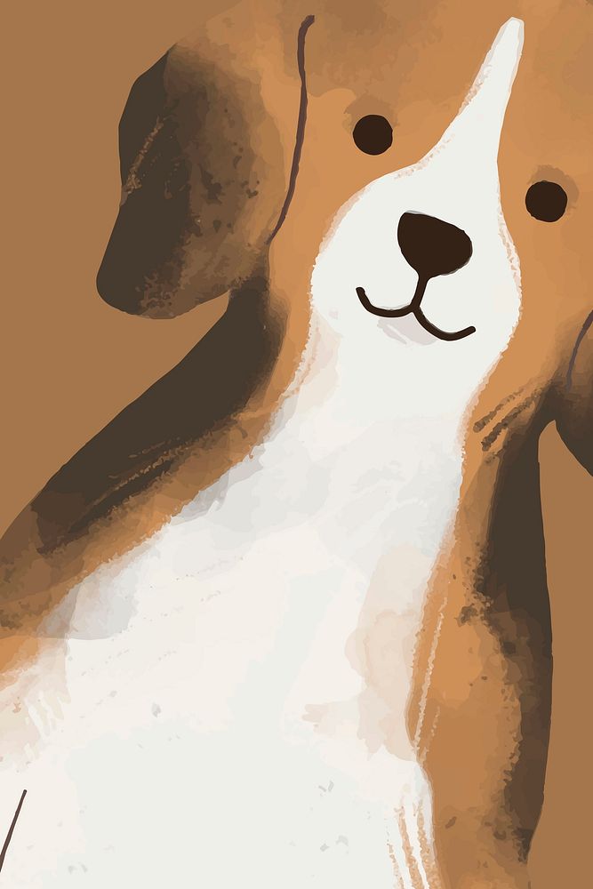 Cute Beagle dog background vector hand drawn illustration