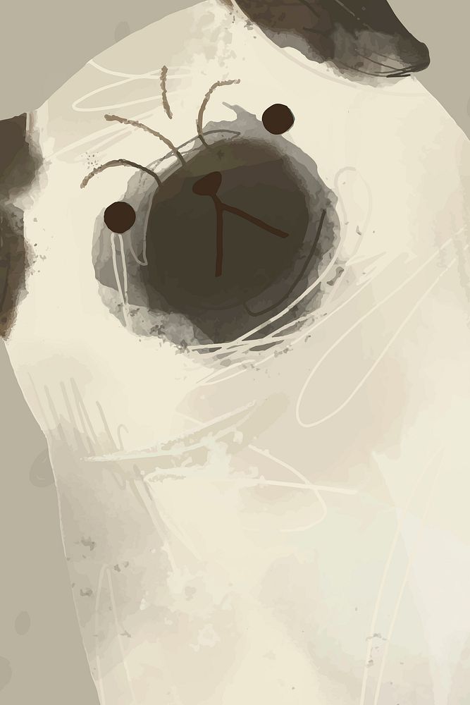 Angry Pug dog background vector hand drawn illustration