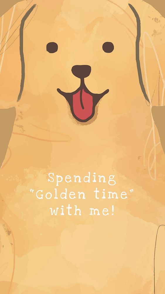 Golden retriever dog template vector cute social media story, spending golden time with me