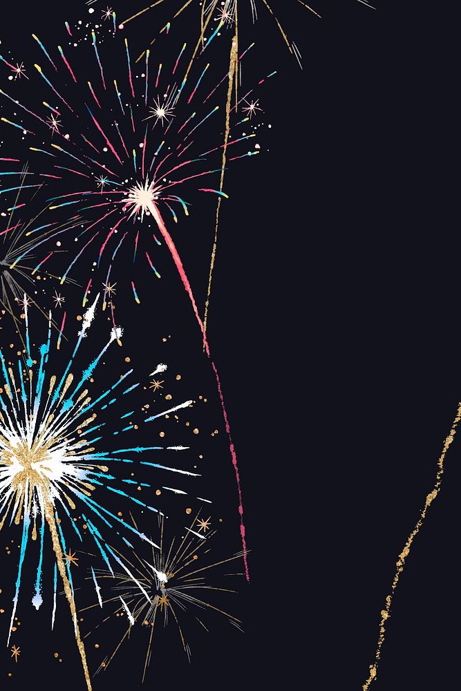 Celebration background vector with shiny fireworks border