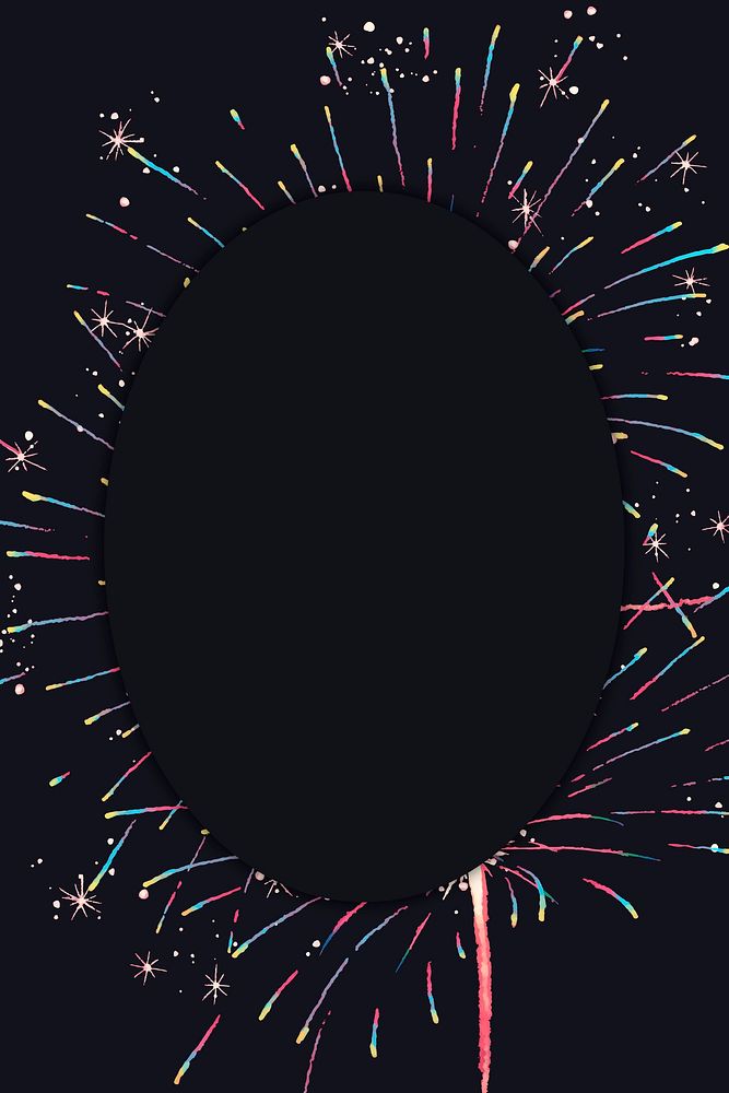 Beautiful fireworks frame vector on a black background