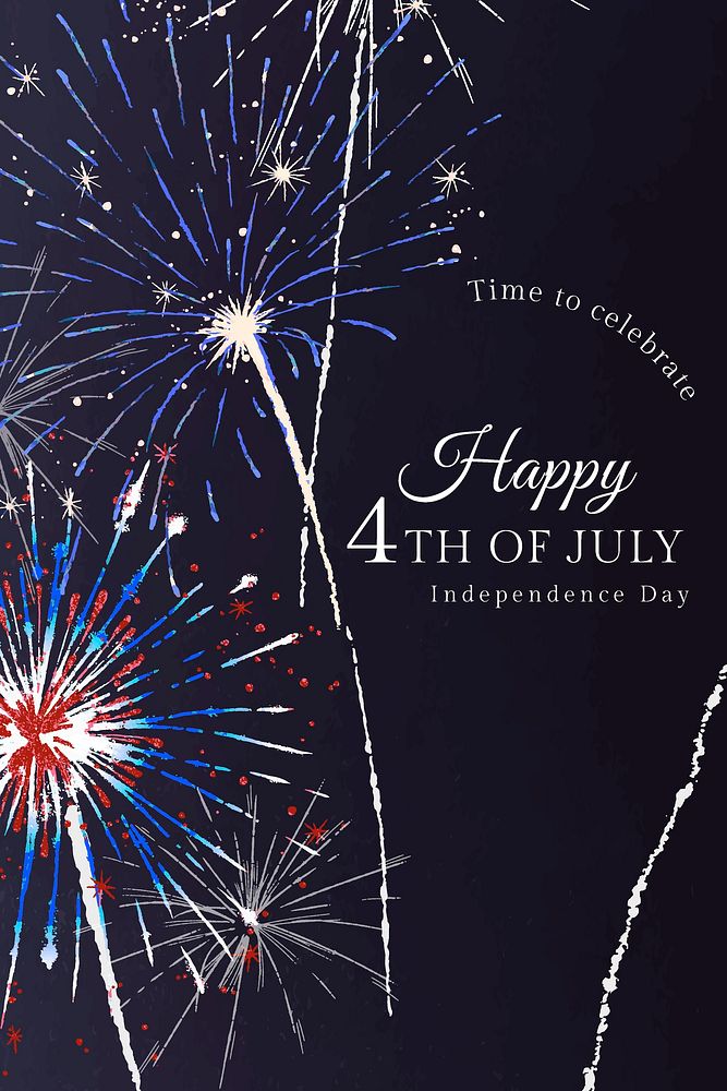 Shiny fireworks template vector with editable text, happy 4th of July