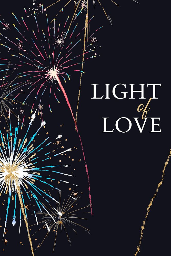 Shiny fireworks template vector with editable text, light of love