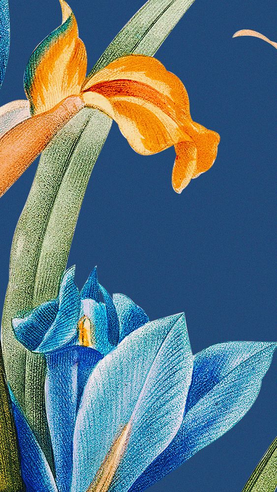 Floral mobile lockscreen wallpaper illustration, remixed from public domain artworks