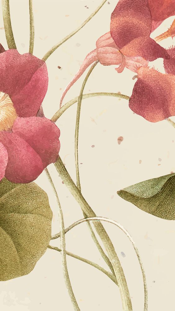 Vintage floral mobile wallpaper vector, remixed from public domain artworks