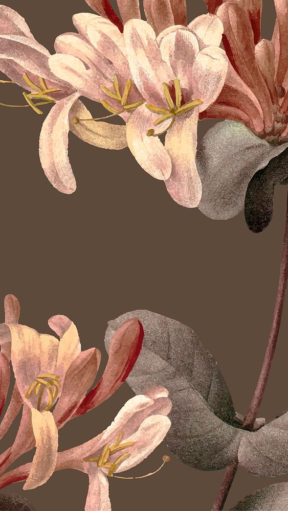 Vintage floral phone wallpaper vector, remixed from public domain artworks