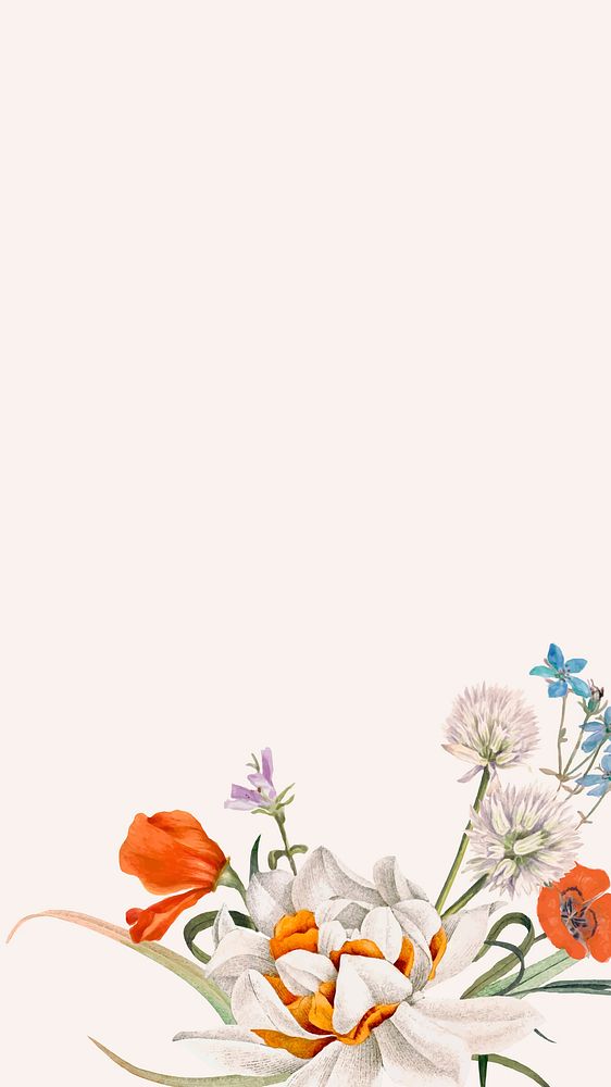 Colorful floral phone wallpaper vector illustration, remixed from public domain artworks