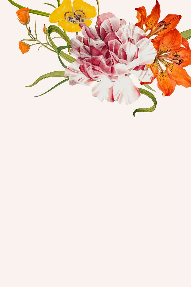 Spring flower background vector illustration with design space, remixed from public domain artworks