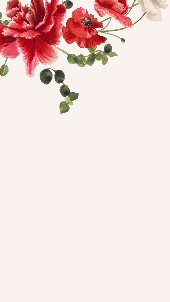 Floral mobile lockscreen wallpaper vector, remixed from public domain artworks