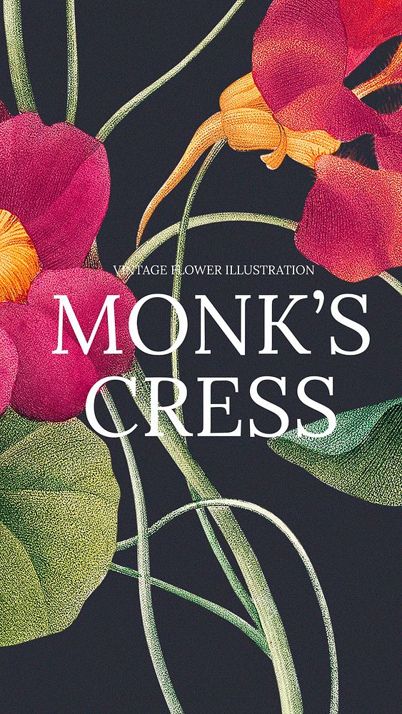 Vintage monk's cress background illustration, remixed from public domain artworks