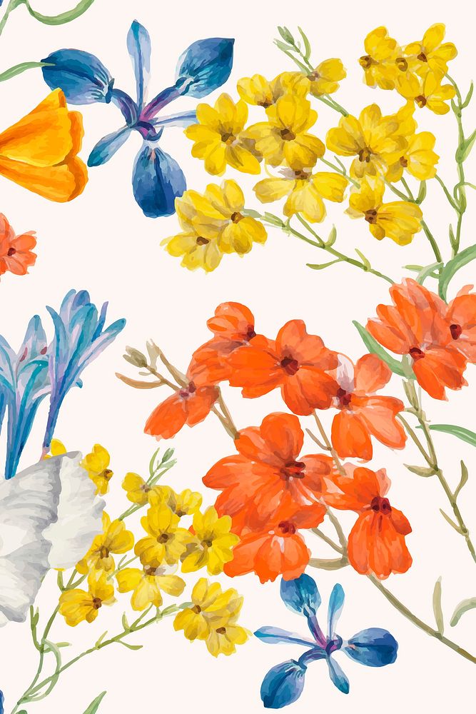 Spring floral pattern background vector, remixed from public domain artworks