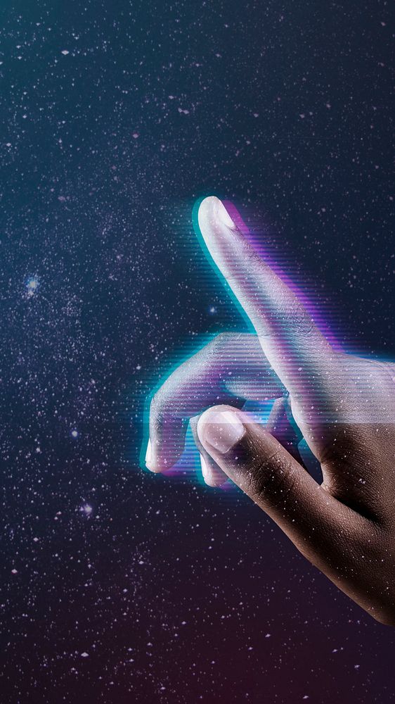 Smart technology background futuristic glitching hand remixed media