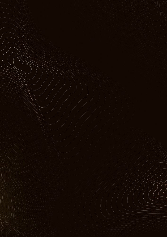 Black technology background vector with brown futuristic waves