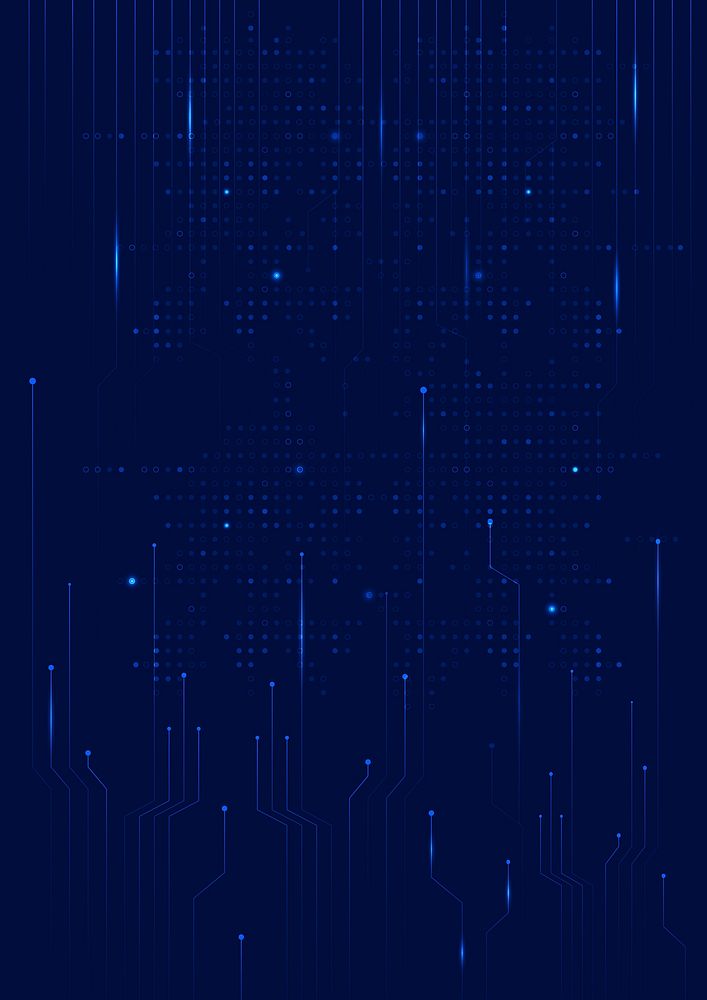 Blue data technology background with circuit lines