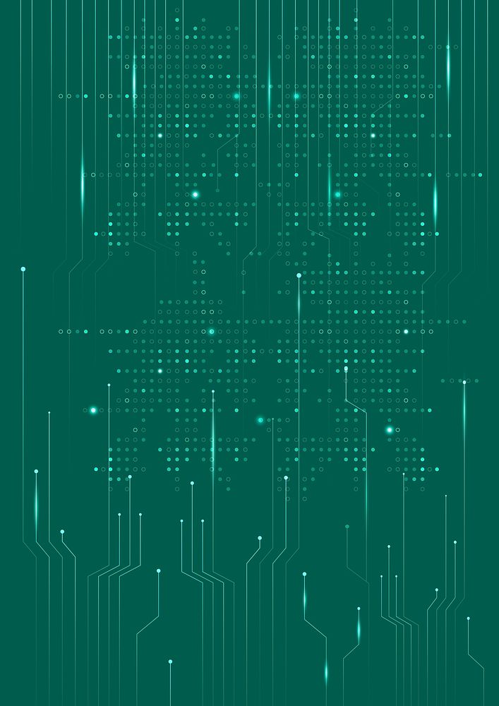 Green data technology background with circuit lines