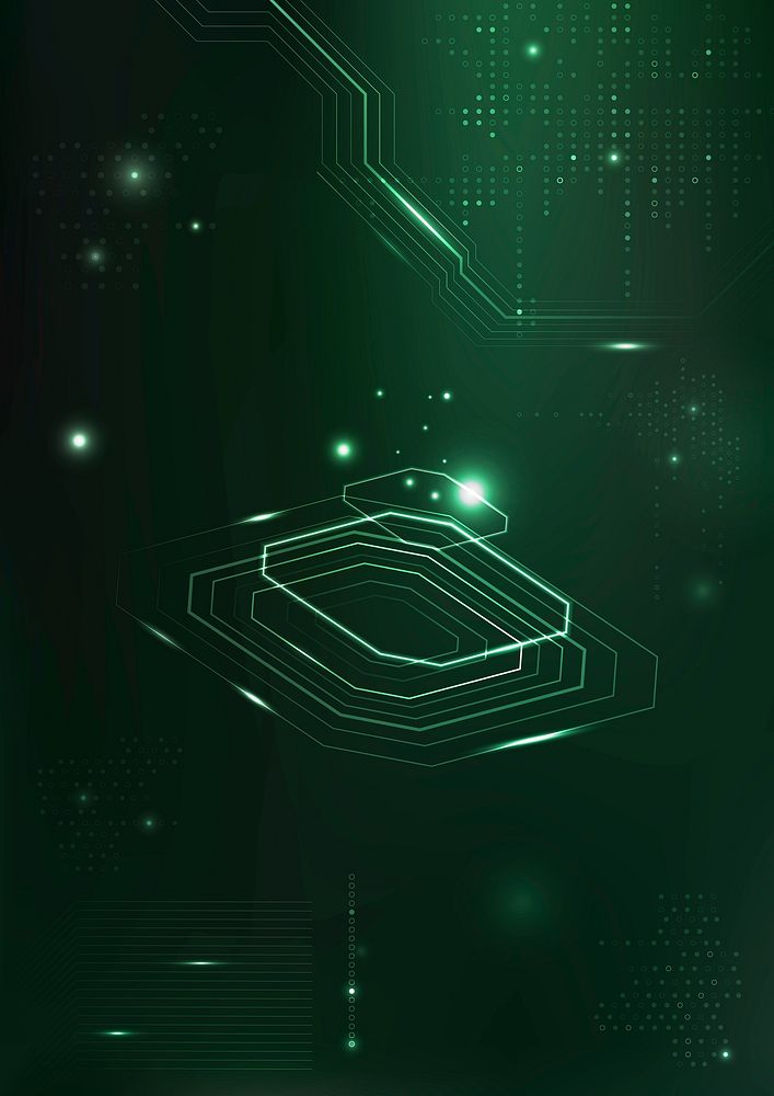 Green futuristic microchip background vector information digital transformation