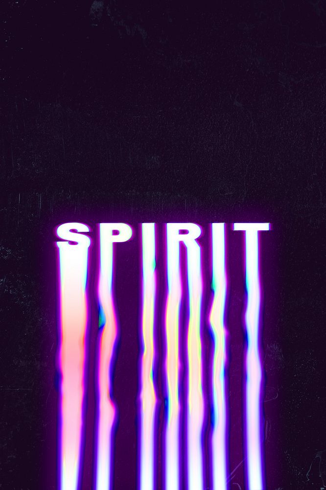 Spirit holographic liquid typography on black background