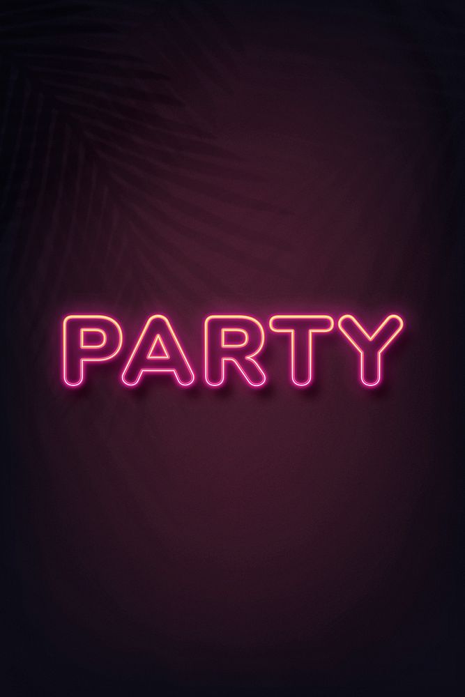 Party neon style typography on black background
