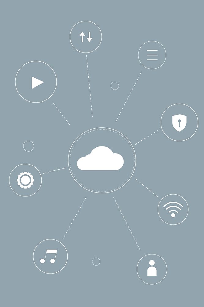 Cloud network system background vector for social media banner