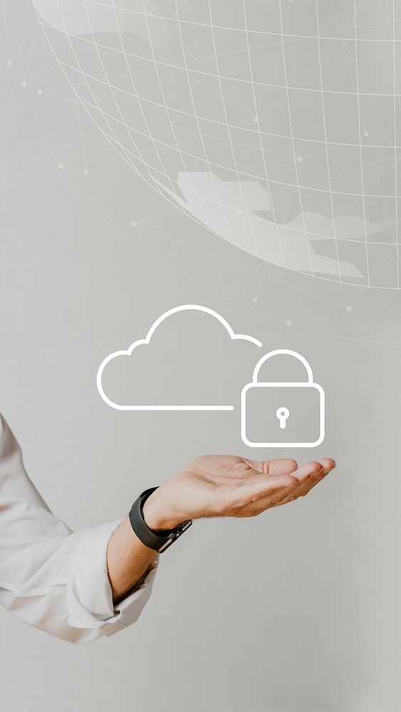 Hand holding cloud system with data protection
