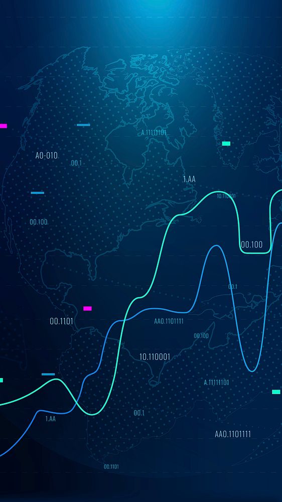 Global business background with stock chart in blue tone