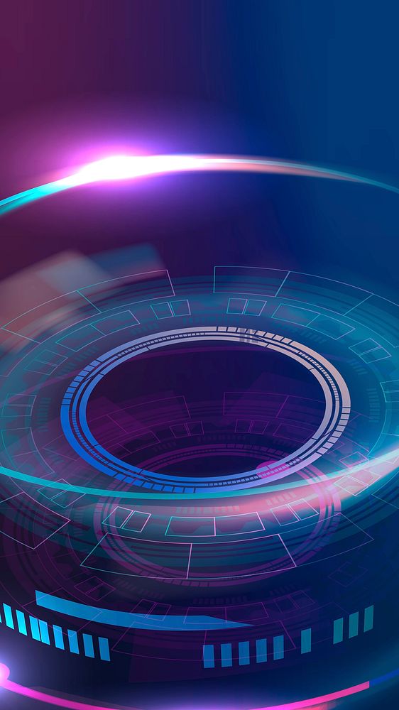 Optical lens technology background vector in purple and blue gradient