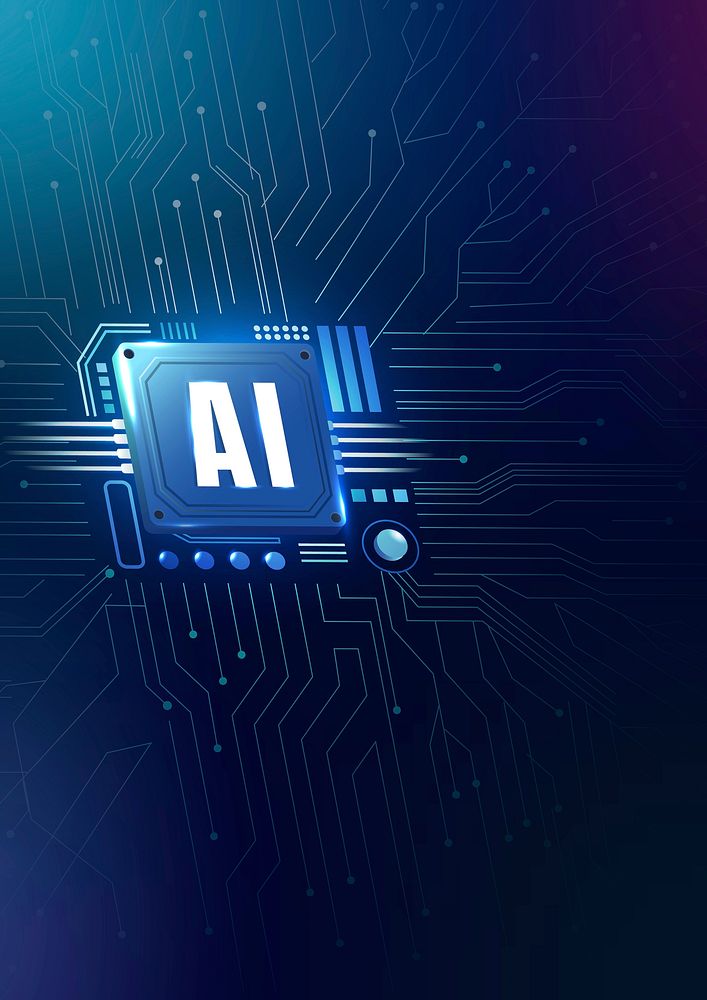 AI technology microchip background vector digital transformation concept